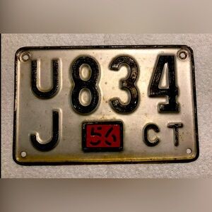 1956 CONNECTICUT/CT LICENSE PLATE #UJ834